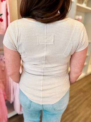 Waffle knit t-shirt that buttons down. 