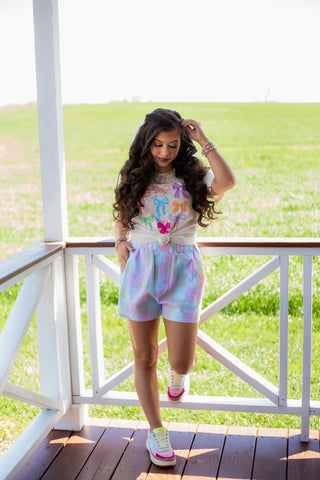 Colorful Coquette Bow tee