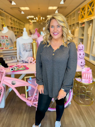 Cozy Button Down Waffle Top