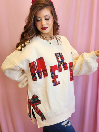 Merry and Plaid Bow Sweatshirt