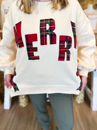 Merry and Plaid Bow Sweatshirt