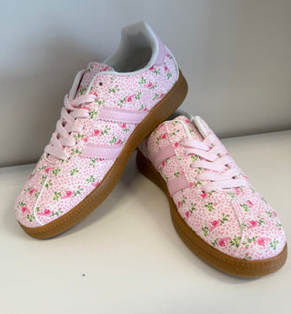 Floral pink and blue sneakers 