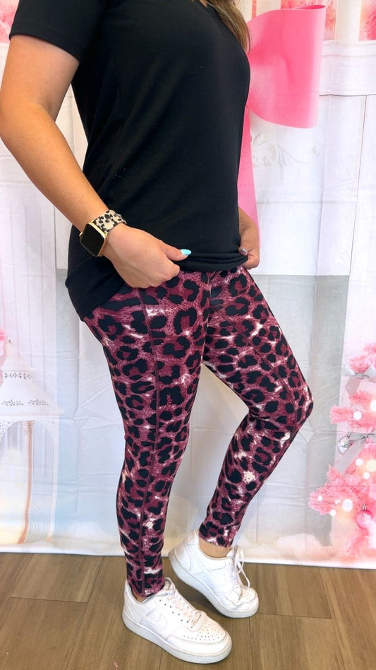 Burgundy Leopard Leggings