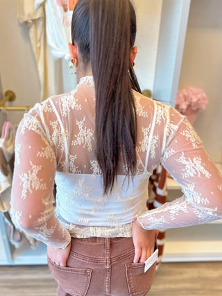 Sheer lace top for layering. 