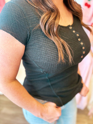 Waffle Button Down T Shirt