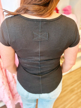 Waffle Button Down T Shirt