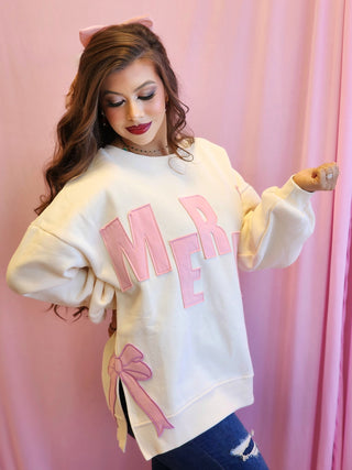 Merry and Pink Bow Sweatshirt
