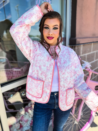 Gorgeous lightweight jacket with floral design and horses. Perfect for Ky girls. 