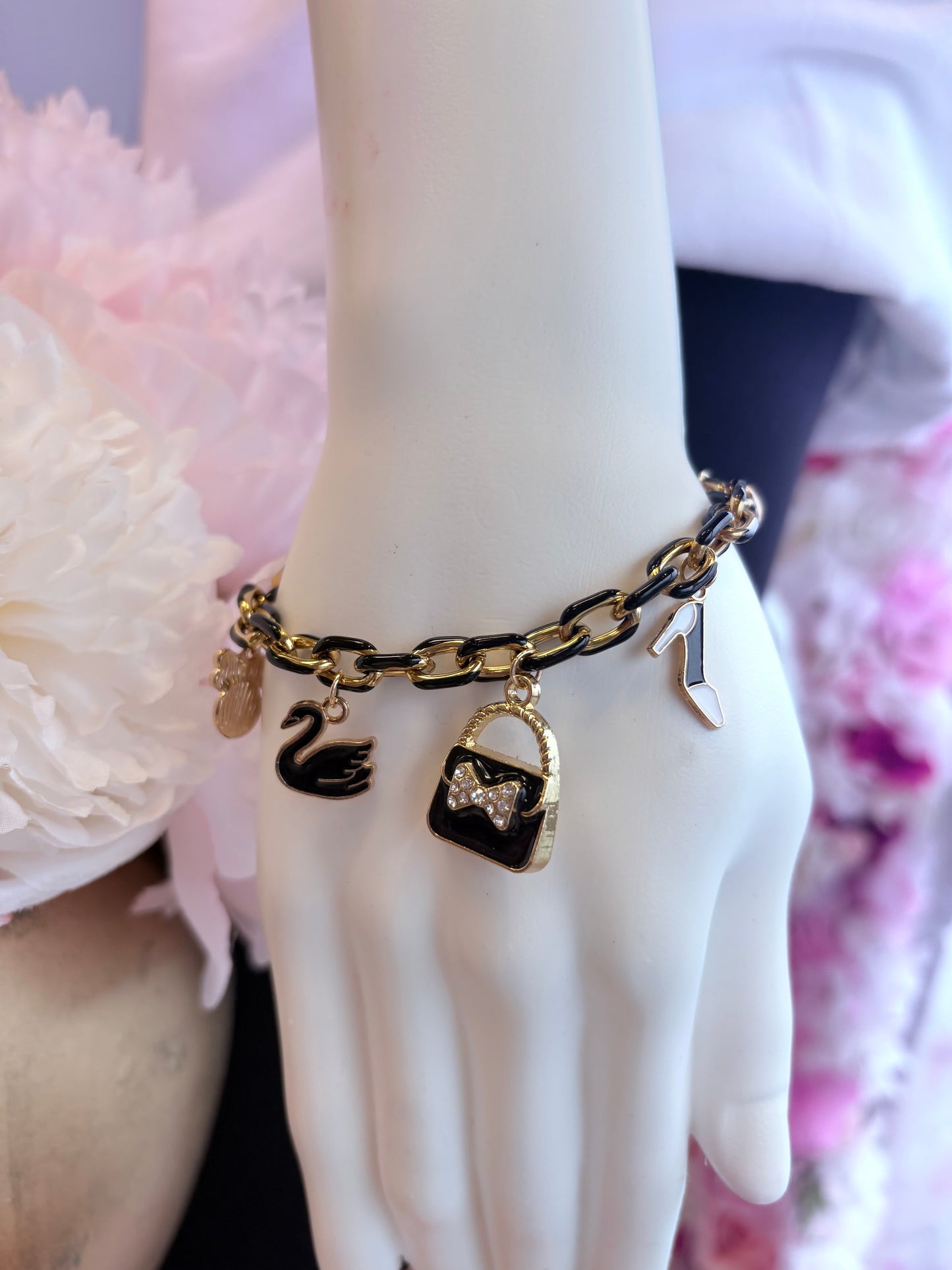 Black Swan Charm Bracelet