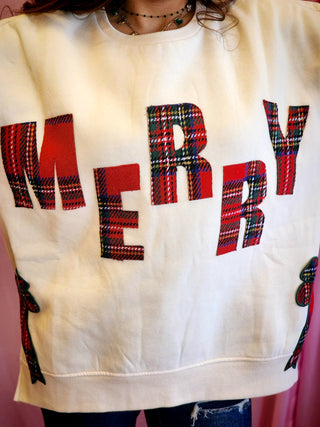 Merry and Plaid Bow Sweatshirt