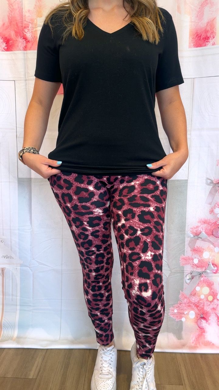 Burgundy Leopard Leggings