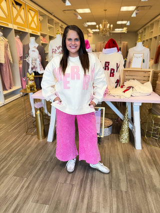 Merry and Pink Bow Sweatshirt