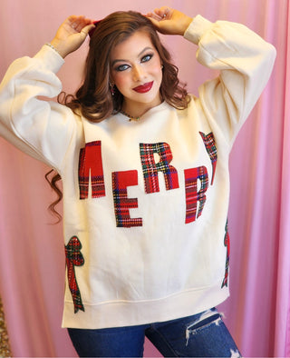 Merry and Plaid Bow Sweatshirt