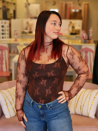 Sheer lace top for layering. 
