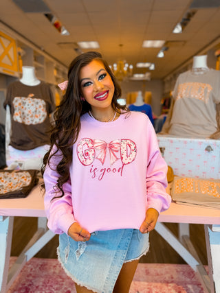 True to size god is good crewneck cozy and soft and affordable. 