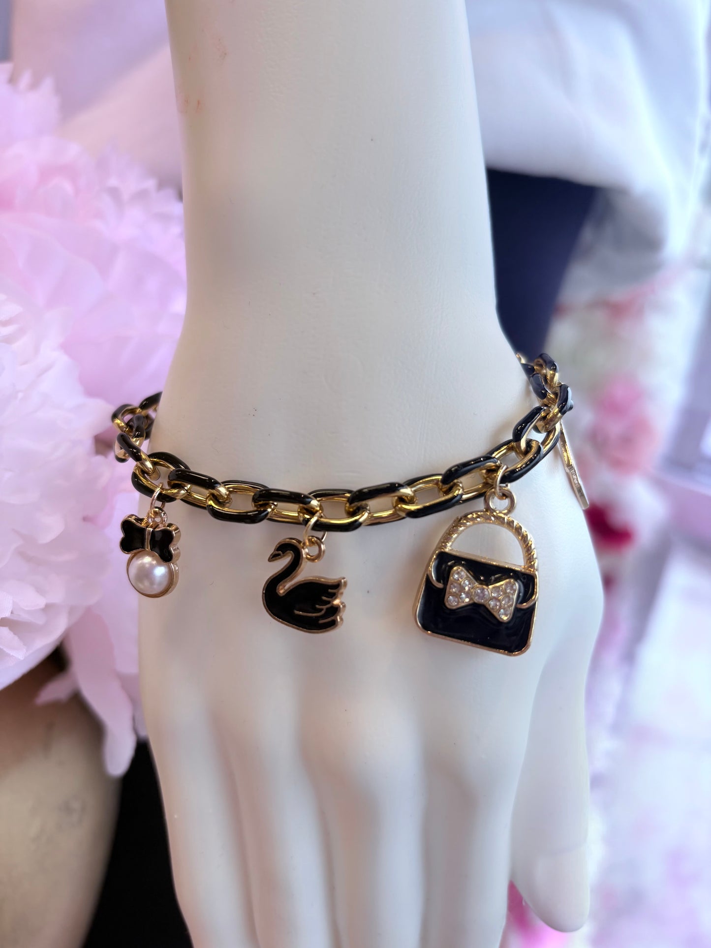 Black Swan Charm Bracelet