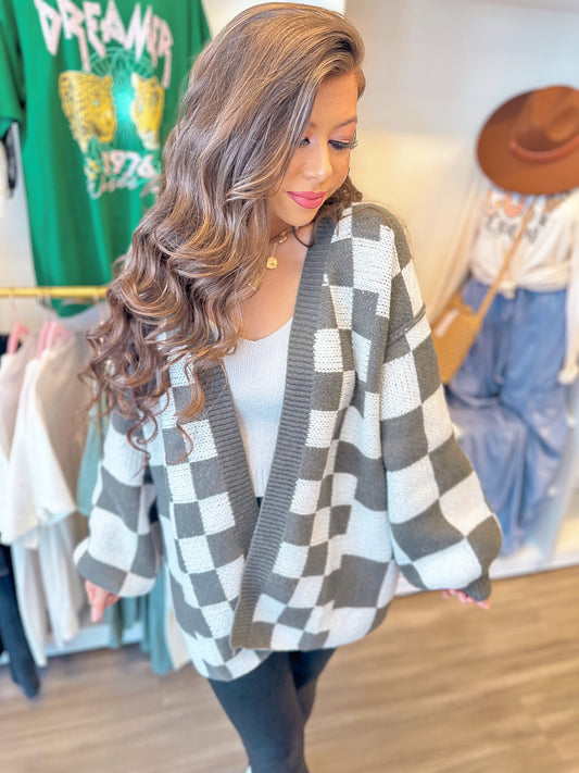 Too Cool Checkered Cardi