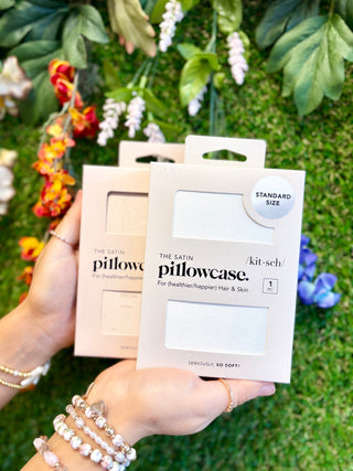 Satin pillowcase to keep hair nice and face line free 