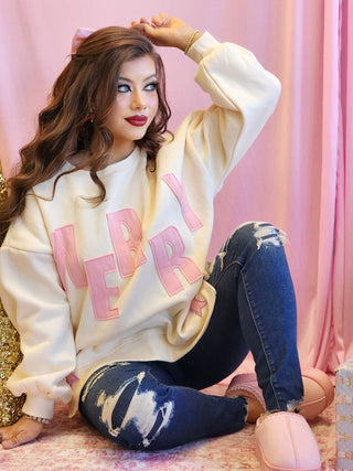 Merry and Pink Bow Sweatshirt