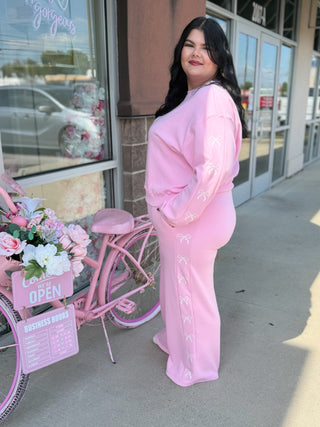 Pink Bow and Cozy Lounge Bottoms 🎀 Plus