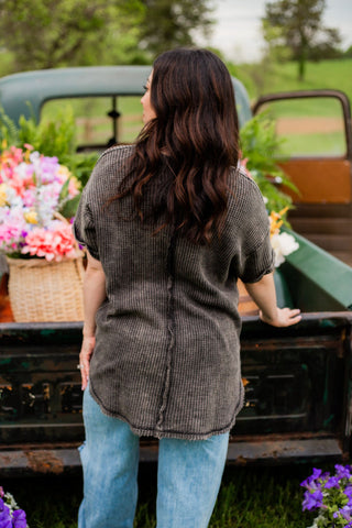 Acid Wash Waffle Top