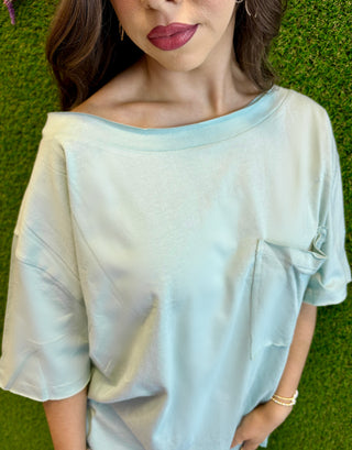Boat Neck Oversized Boyfriend Tee